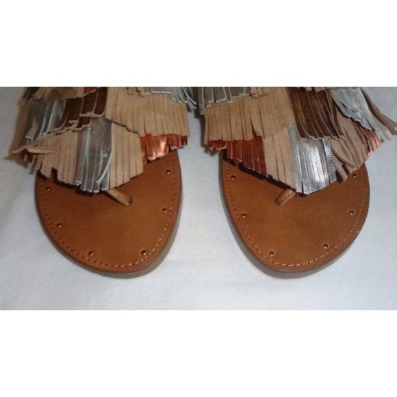 Charlotte Stone Odell Fringe Suede Sandals Slides - Picture 9 of 11